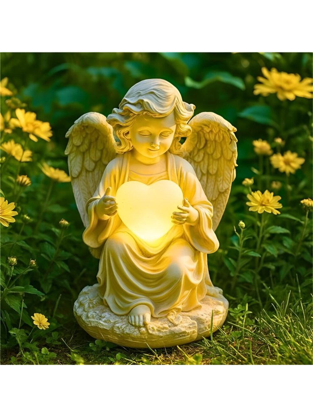 Solar Garden Angel Statue – Praying Guardian Angel Statue Light for Yard Decor